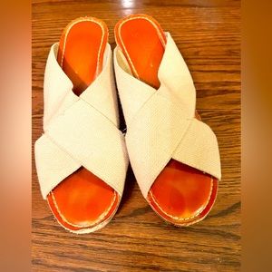 Tan wedges, very comfy
